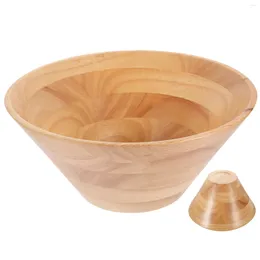 Dinnerware Sets Rubber Wood Salad Bowl Rice Bowls Wooden Serving Breakfast Cone Shaped Small Mixing