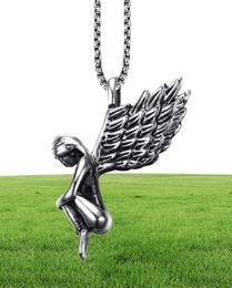 High Polished Womens Angle Wing Steel Pendant Necklace Gift for Girl 18K Gold Plated9934789
