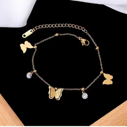 Charm Bracelets Fashion Trendy Unique Design Elegant Stainless Steel Butterfly Bracelet Ladies Crystal Pendant Hand Jewellery Party Christmas