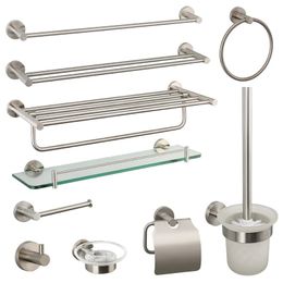 Brushed Nickel Bathroom Hardware 304 Stainless Steel Towel Rack Toilet Paper Holder Soap Holder Towel Bar Toilet Accessories 240118