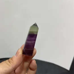 Decorative Figurines 30g High Quality Natural Polished Clear Purple Green Fluorite Quartz Point Crystal Tower For Decoration