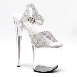 Sandals 20cm/8inches Shiny Glitter PU Upper Electroplate Platform High Heel Sexy Model Shoes Pole Dance 198