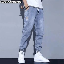 Jeans For Man Clothes Straight Baggy Wide Leg Casual Oversize Pants Vintage Korean Streetwear Tapered Embroidered Trousers 240124