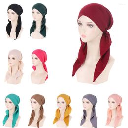Ethnic Clothing Plain Womens Muslim Hijab Cancer Chemo Hat Turban Cap Cover Hair Loss Head Scarf Wrap Pre-Tied Headwear Strech Bandana Mujer