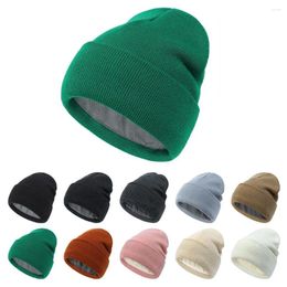 Berets Fashion Beanie Hat Winter Warm Fleece Lined Thick Cuffed Skull Cuff Cap Soft Ski Hats Unisex