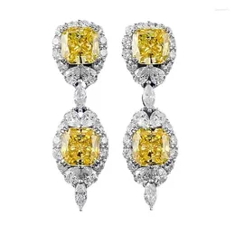 Stud Earrings Spring Qiaoer Luxury 925 Sterling Silver 7 7MM Lab Sapphire Citrine Gemstone Drop For Women Fine Jewellery Wedding Gift