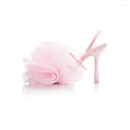 Sandals Wedding Lace Flower Summer Sexy Thin High Heels Blue Pink Women Party Banquet Fairy Shoes Large Size 42