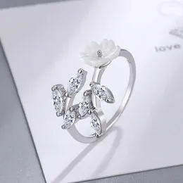 Cluster Rings Genuine 925 Sterling Silver Hair Leaf Index Ring For Women DIWENFU CN(Origin) Wedding Bands Jewelry Anillos De Anel