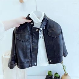 Jackets 2024 Baby Spring Clothing Leather Jacket Boys & Girls Plus Fleece Warm Casual Motorcycle For Children Fashionable