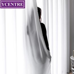 YCENTRE White Chiffon Solid Sheer Curtain for Living Room Bedroom Window Voiles Tulle Cortinas Feel Smooth and Soft to the Touch 240129