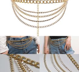 hip Pants multi layer gold fashion hop jeans punk Street Po accsori waist chain women4492792