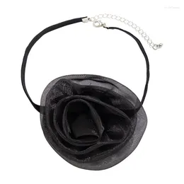 Chains Fabric Rose Choker Necklace Simulation Flower Neckchain Eye Catching Accessory