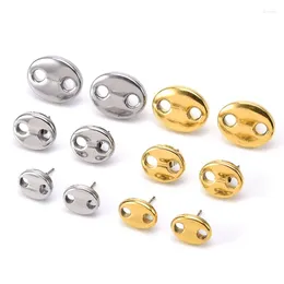 Stud Earrings Trendy Brand Jewelry Stainless Steel Gold Color 8mm 10mm 13mm No Fade Coffee Bean Pig Nose Round Shape Earring Aretes Brinc