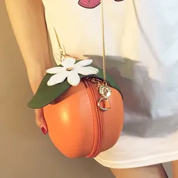 Evening Bags Creative Orange Shape Women Shoulder Designer Chains Messenger Bag Funny Ladies Crossbody Female Chic Small Purses 2024