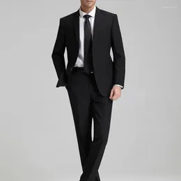 Men's Suits Elegant Black For Men Slim Fit Notch Lapel Single Breasted Business Outfits 2 Piece Jacket Pants Evening Full Set Terno