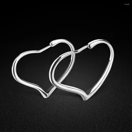 Stud Earrings Classic Big Heart Shape 925 Sterling Silver Hoop Dangle For Women Girls Fashion Jewelry Anniversary Gift