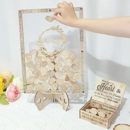 Party Supplies Vickyo Wedding Wooden Guest Drop Box For Decoration Square Heart Card Alternative Book