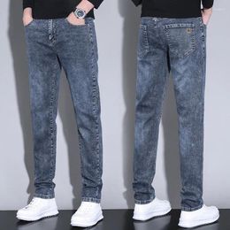 Men's Jeans High-end Spring And Autumn Slim Fit Elastic Mens Pants Fashionable Loose Straight Leg Youth Korean Style