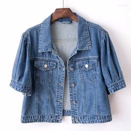 Women's Jackets Vintage Thin Denim Coat Women 2024 Spring Summer Single Breasted Pocket Short Jeans Jacket Female Straight Outerwear G2551