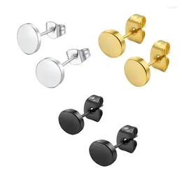 Stud Earrings Stainless Steel Round Small Earstud With Butterfly Buckle Jewellery For Women And Men