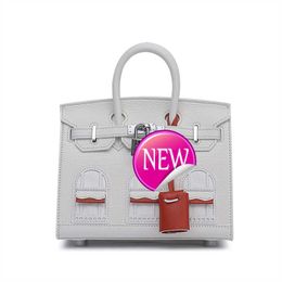 AAbirdkin Designer Totes Bag 20cm Lychee Crocodile Pattern Cowhide Colour House Women's Bag Handbag YJFU