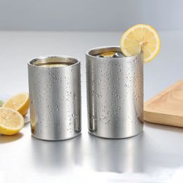 Stainless Steel Silver Beer Mug Double Wall Coffee Tea Wine Milk Tumbler Portable Travel Water Cup Kitchen Drinkware 350ml500ml 240124