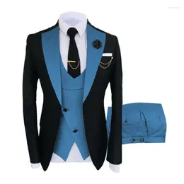 Men's Suits Costume Homme Men Colour Patchwork Wedding Groom Party Regular Fit Tuxedo 3 Pieces Blazer Sets Suit For