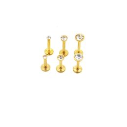 60pcs Crystal Monroe Lip Piercing Labret Studs Tragus Cartilage Earrings Helix Bar Internally Threaded Gold Color m 4mm 240130