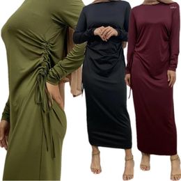 Ethnic Clothing Muslim Women Inner Dress Basic Solid Colour Robe Islamic Underwear Long Sleeve Abaya Dubai Turkish Arabic Modest Femme