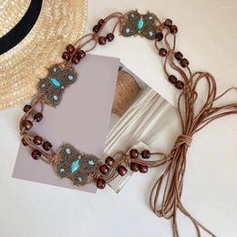 Belts Lady Dress Belt Vintage Bohemian Beads Decor Ethnic Lace Up Adjustable Lightweight Waist Strap Unique Jewellery