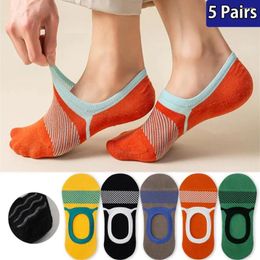 Men's Socks 5 Pairs Cotton Boat Summer Sweat-absorbing Anti Slip Sport Breathable Invisible Casual Fast