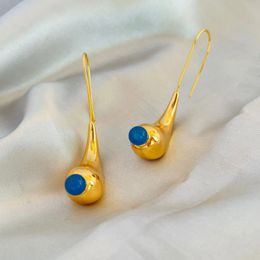 Stud Earrings Drop-Shaped Ear Hook Blue Dotted Plating Band Split Ring Earring Rings Women's