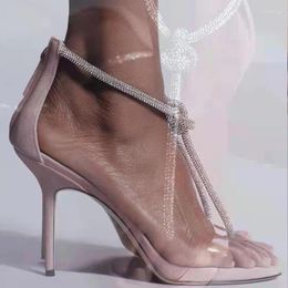 Dress Shoes Bling Crystal T-bar Strap Women Sandals Peep Toe Cut-out White Wedding Bride Rhinestone Gladiator Plus Size