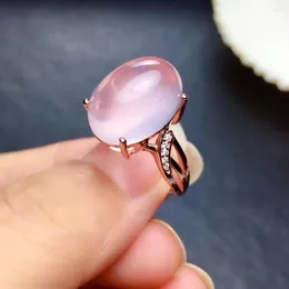 Cluster Rings Natural And Real Rose Quartz Ring Wedding Engagement For Women 925 Sterling Silver