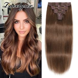 160G 200G Thick Ends Clip in Human Hair s Full Head Brazilian Straight Natural Remy In Hairpiece 10Pcsset 240130