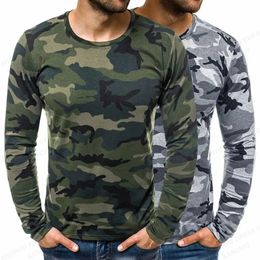 Camouflage Tshirt For Men Fashion Long Sleeve Tshirts Military Army Mens Clothing Camo Tops Tees Autumn Outdoor T Shirt 240201