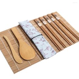 Dinnerware Sets Sushi Making With 2 Rolling Mat 5 Pairs Chopsticks 1 Rice Paddle Spreader Holder DIY Roller Machine