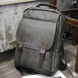 Backpack Men's PU Leather Large Capacity Casual School Bag Business Computer Trend Outdoor Travel