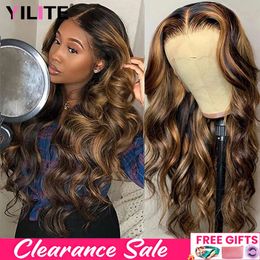 Highlight Wig 136 Hd Lace Frontal Honey Blonde Body Wave Front Human Hair Wigs For Women 360 Glueless HD Full 240127