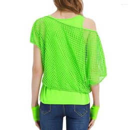 Women's Blouses Colorful Mesh Shirt Vest Set 2pcs/set Bright Color Top Long Sleeve Blouse Sexy Clubwear Crop For Women