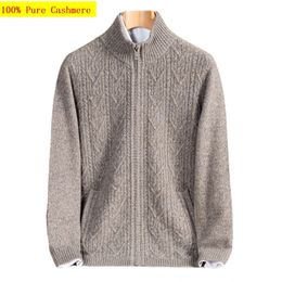 Arrival Fashion Autumn and Winter 100% Cashmere Men's Long Zippered Knitted High-end Sweater Jacket Plus Size S-3XL 4XL 5XL 240125