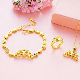 Chains Gold Plated Love Crown Necklace For Women Bracelet Jewellery Ring Lengthening High Grade Clavicle Chain Product