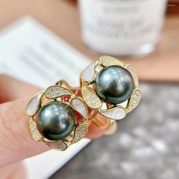 Cluster Rings YB2024 Solid 925 Sterling Silver Round 10-11mm Nature Sea Water Black Tahiti Pearl For Women Fine Birthday Presents