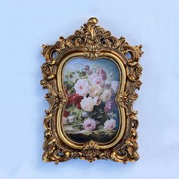 European Style Retro Gold Resin Po Frame Vintage Po Frame Decorative Resin Picture Frame for Hallway Bedroom Table 240131