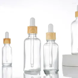 Bottles 10X Mini Dropper Bottle 5/10/15/20/30/50/100ml Essential Oil With Wood Grain Cap Reagent Pipettes