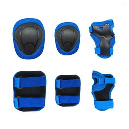 Knee Pads 6PCS Set Strong Polyester Wrist Guards Breathable Pressure Resistant Hand Guard Skates Bikes Skateboard Orange