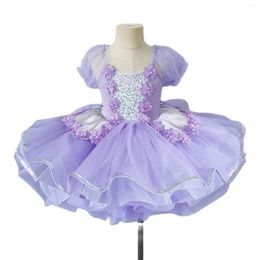 Stage Wear Children Ballet Skirt Flower Performance Costume Modern Dance Dress Girls Pink Purple Princess Suits