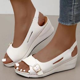 Dress Shoes MODX 2024 Heels Sandalias Elegant Wedges For A1 Women Summer Footwear Woman Heeled Wedge Heel