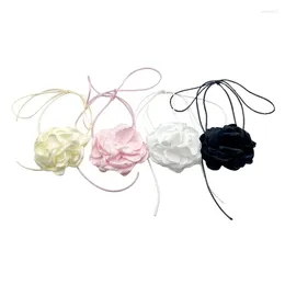 Headpieces Fabric Flower Choker Tie Necklace Cloth Accessories For Teen Girls