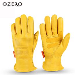 OZERO Riding Motorcycle Gloves Cycling Climbing Fitness Sports Non-slip Sheepskin Leather Work Garden Gloves Knight Equipment 240127